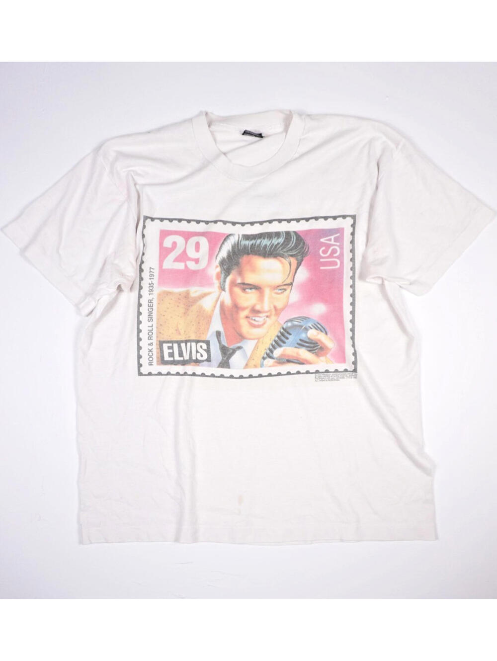 Vintage 90s Elvis Presley Single Stitch T Shirt XL USPS Post Stamp White